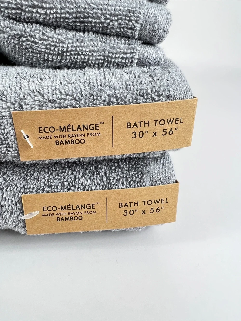 Common Thread Bamboo Bath Towel Set Medium Grey Eco Melange 9 Pc NEW